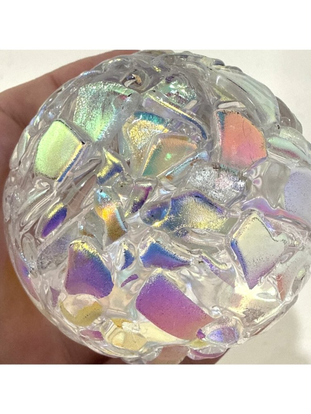 Vintage Glass Eye Studios Ice Storm Paperweight Mt St Helens Ash Signed 4"
